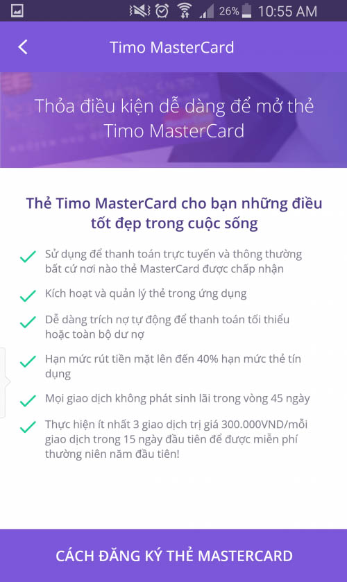 Hướng dẫn cách mở thẻ tín dụng Timo MasterCard cực đơn giản
