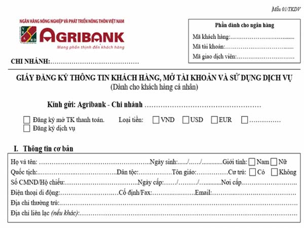 Hướng dẫn thủ tục mở tài khoản ngân hàng Agribank năm 2021