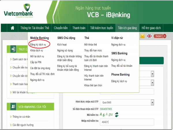 Hướng dẫn cách đăng ký và hủy dịch vụ BankPlus Vietcombank